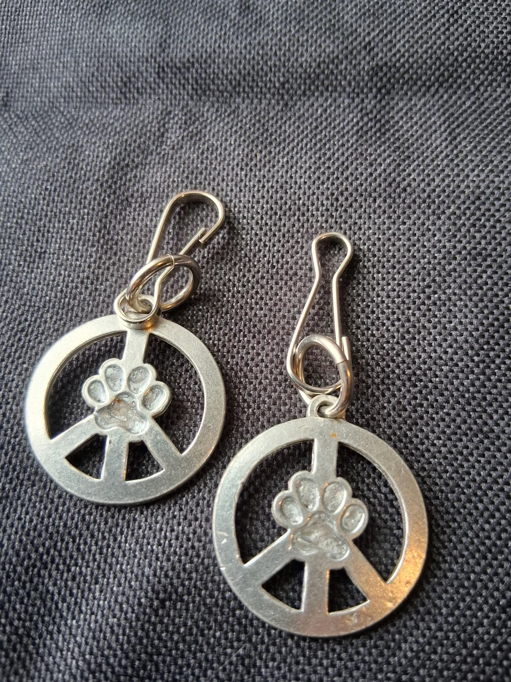Silver Pet Collar Charms - Paw & Peace Design Set